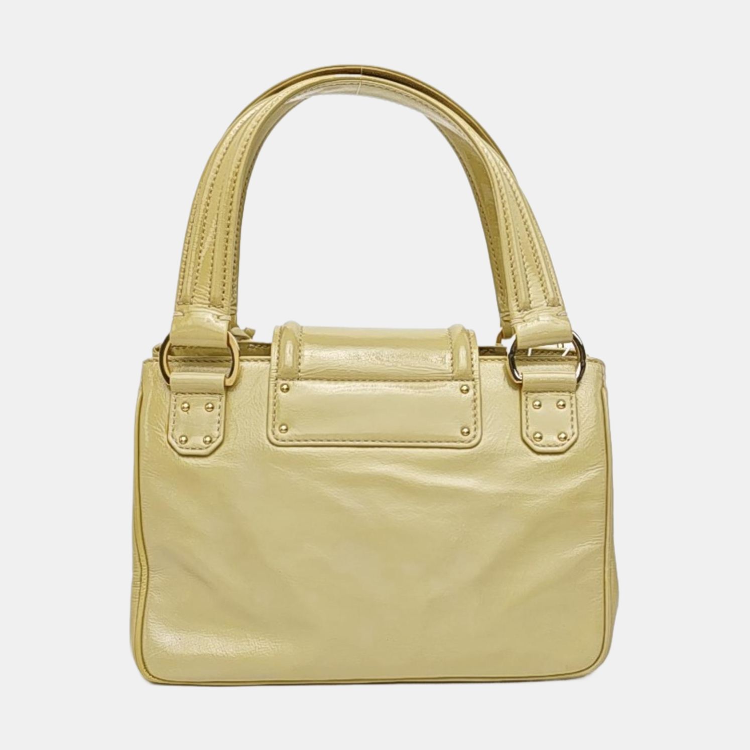Patent Leather Top Handle Bag Yellow