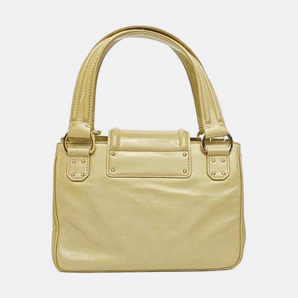 Patent Leather Top Handle Bag Yellow
