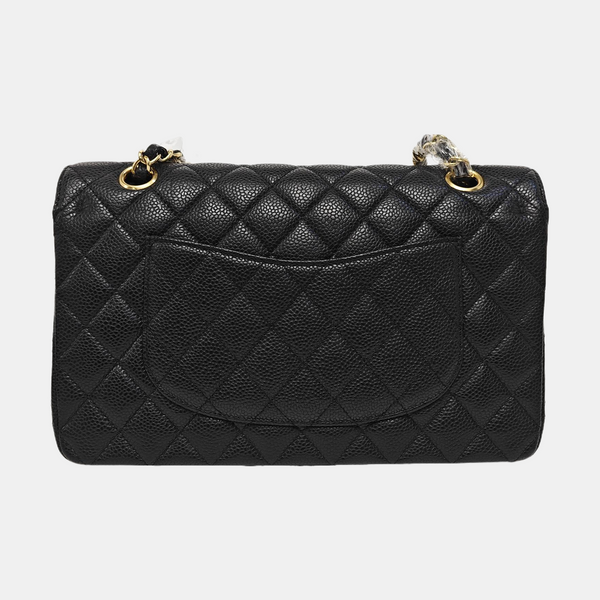 CLASSIC FLAP Medium Quilted Grained Calfskin Black