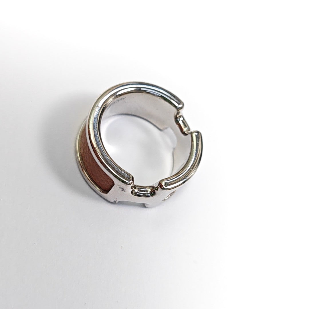 Clic H Leather Silver Ring EU 50