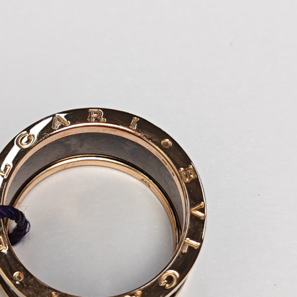 B.ZERO1 18k Rose Gold Black Ring EU 62