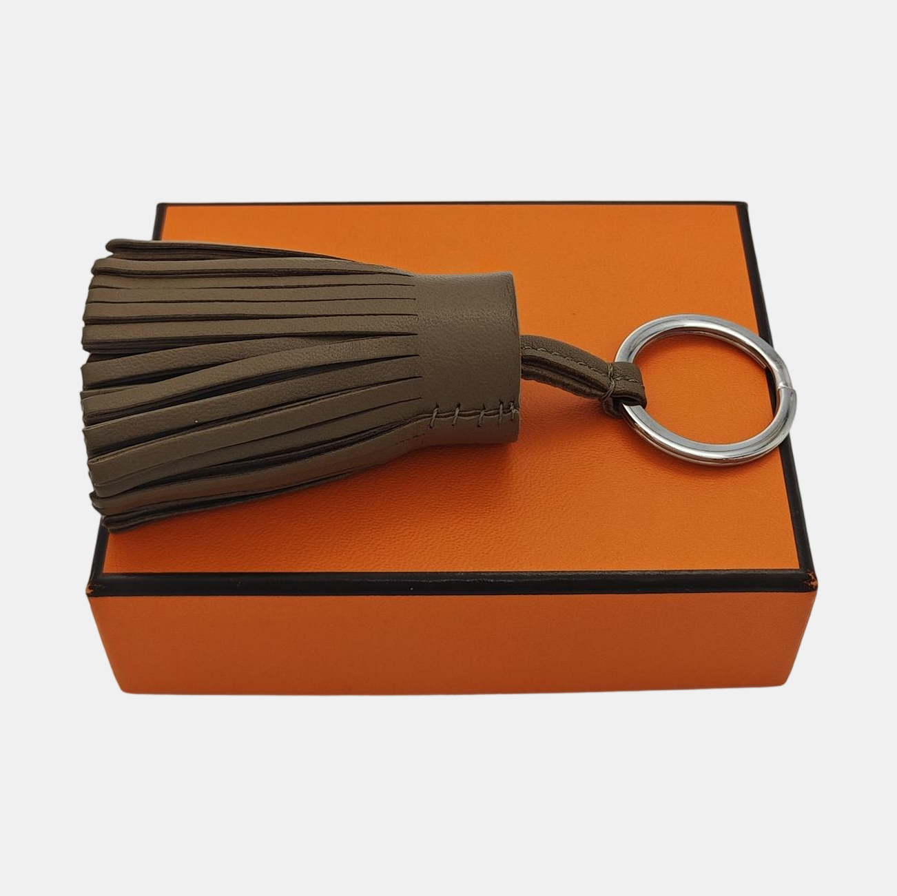 Leather Bag Charm Gray