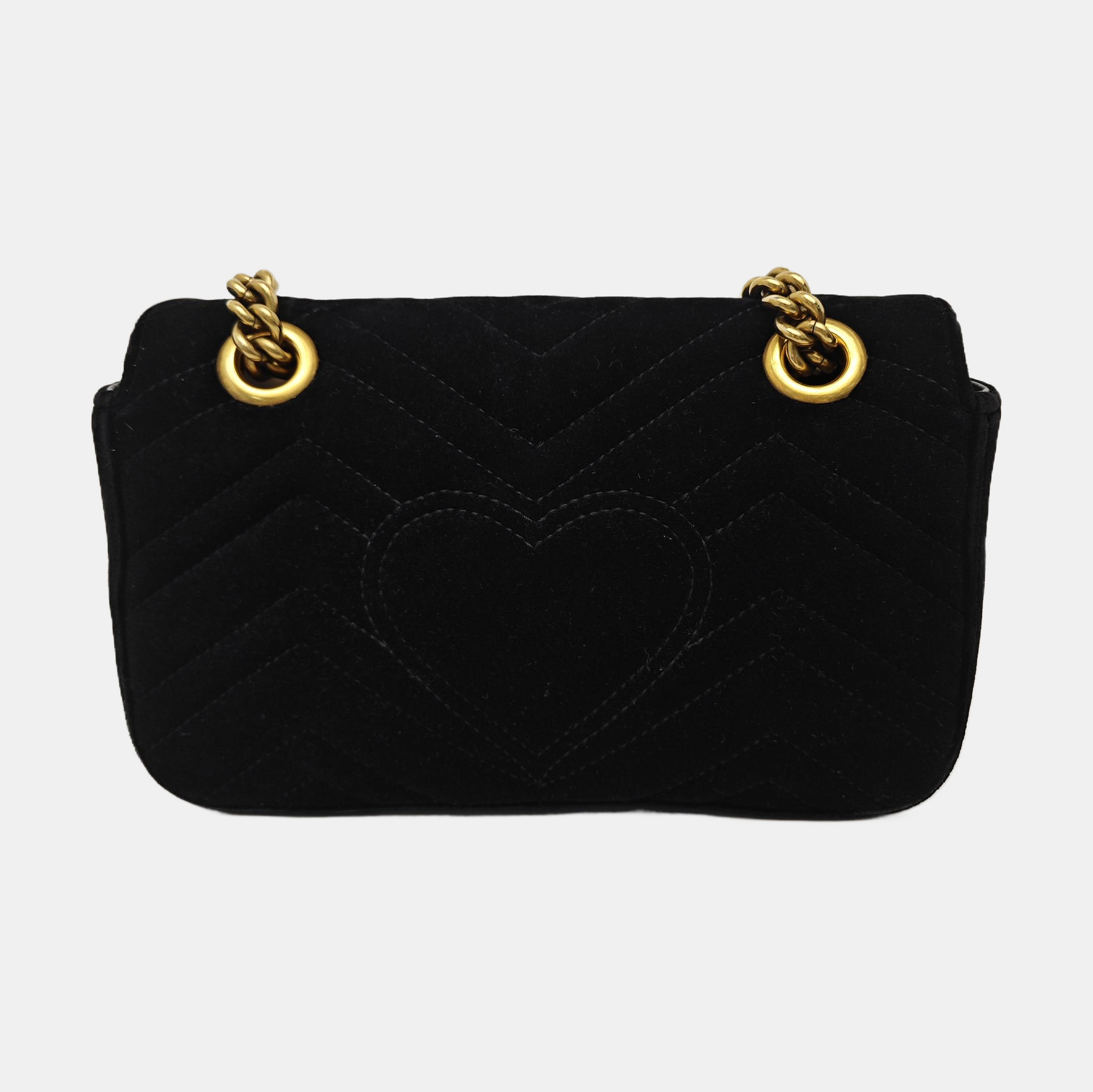 GG Marmont Small Quilted Velvet Black