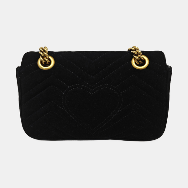 GG Marmont Small Quilted Velvet Black