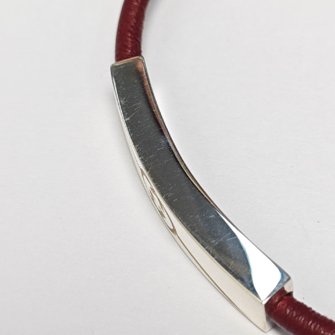 Leather Silver Bangle