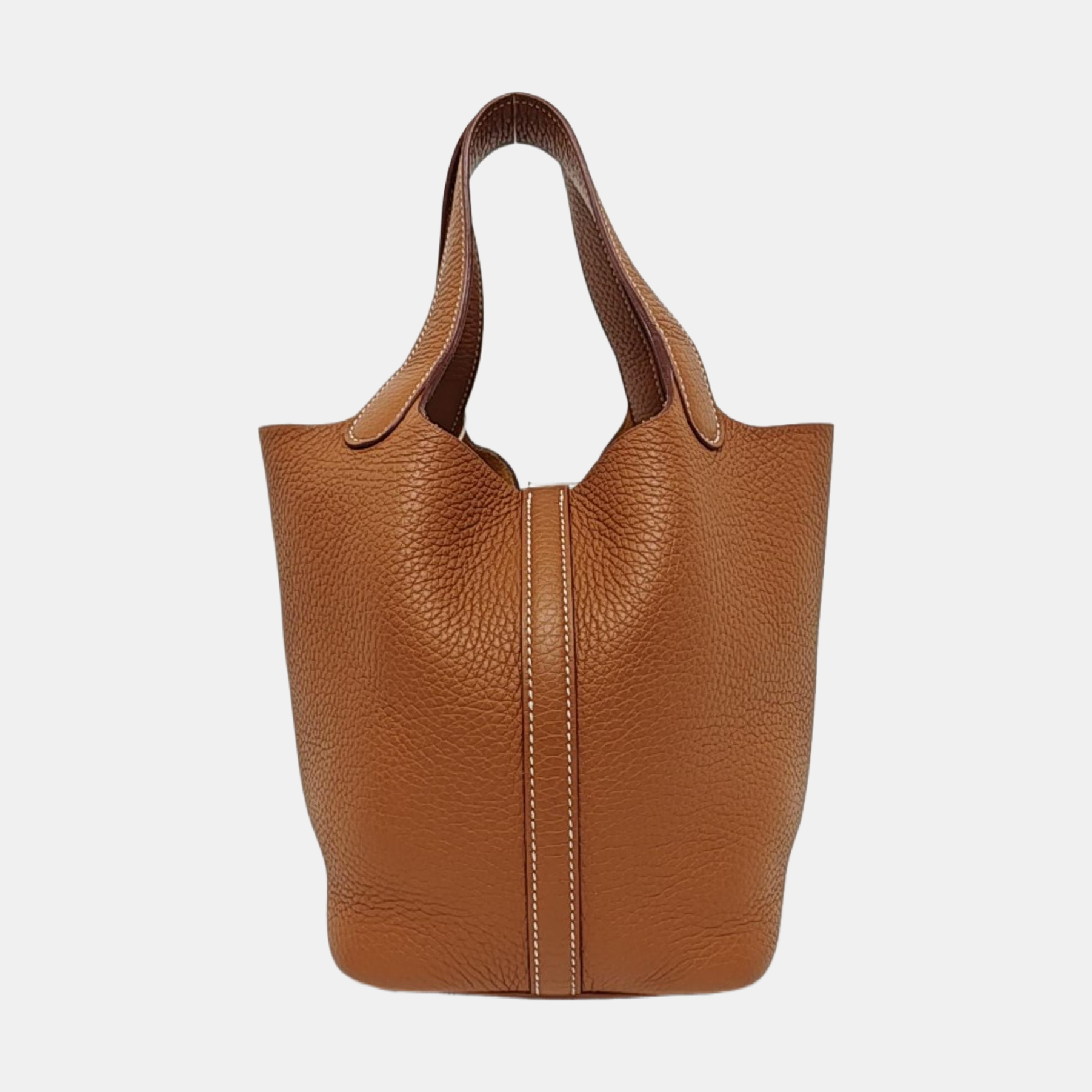 Authenticated pre-owned  Picotin Lock 18 Clemence Brown - Bucket Bag at Looply