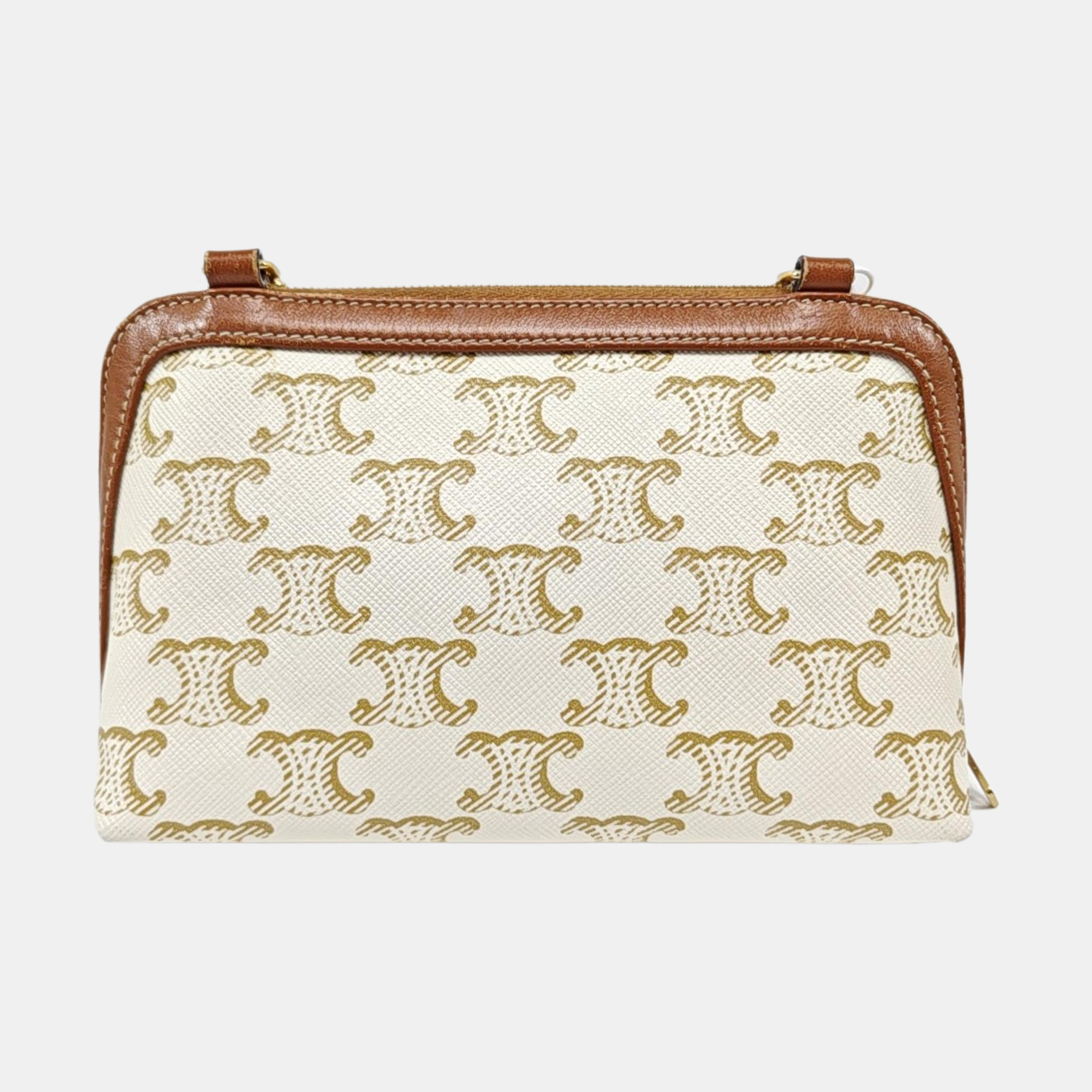 Coated Canvas Shoulder Bag White