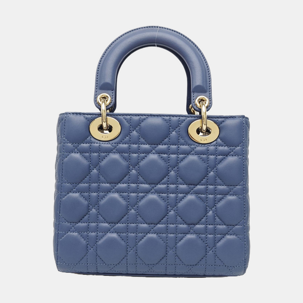 Lady Dior Small Cannage Lambskin Blue