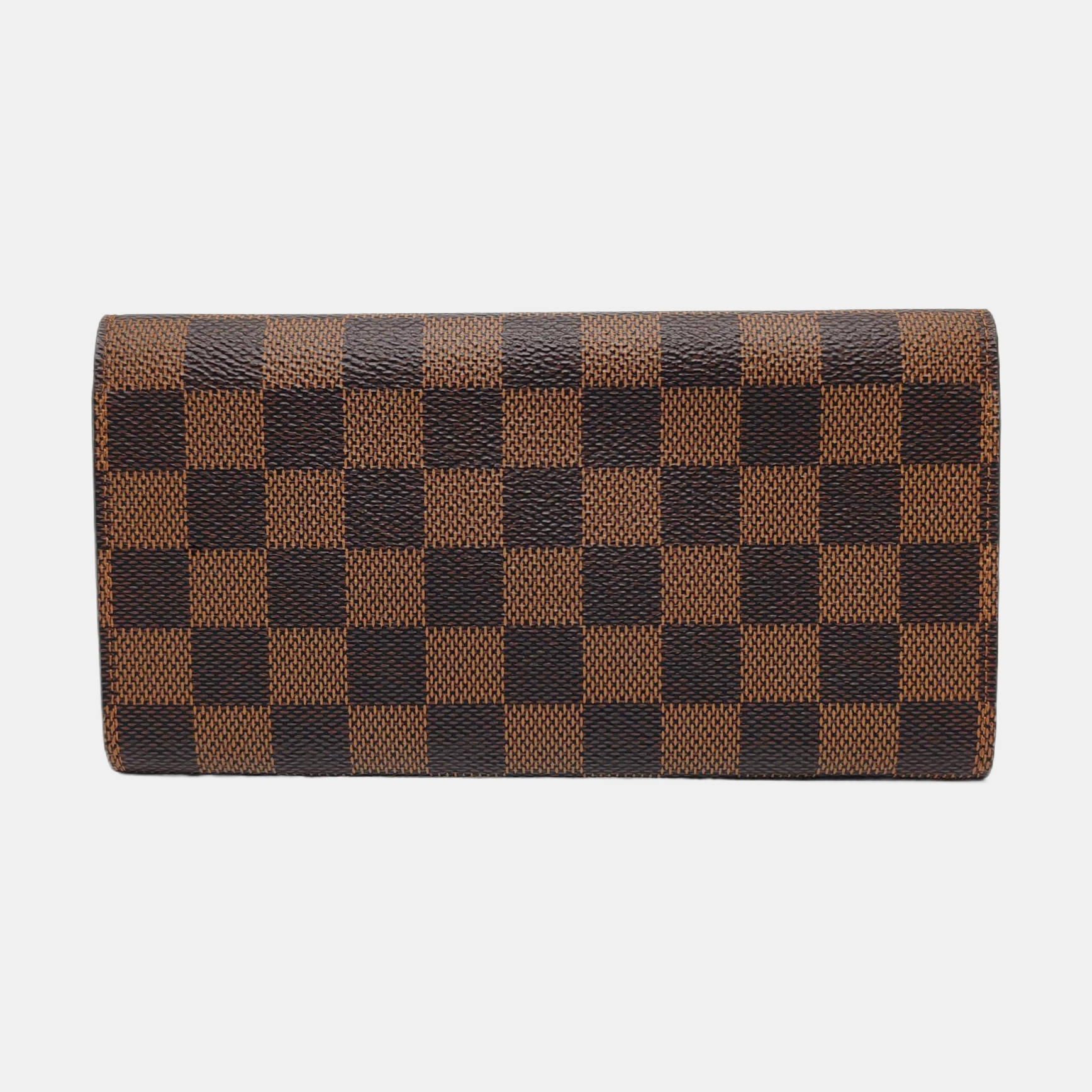 EMILIE Damier Ebene Coated Canvas Brown Wallet