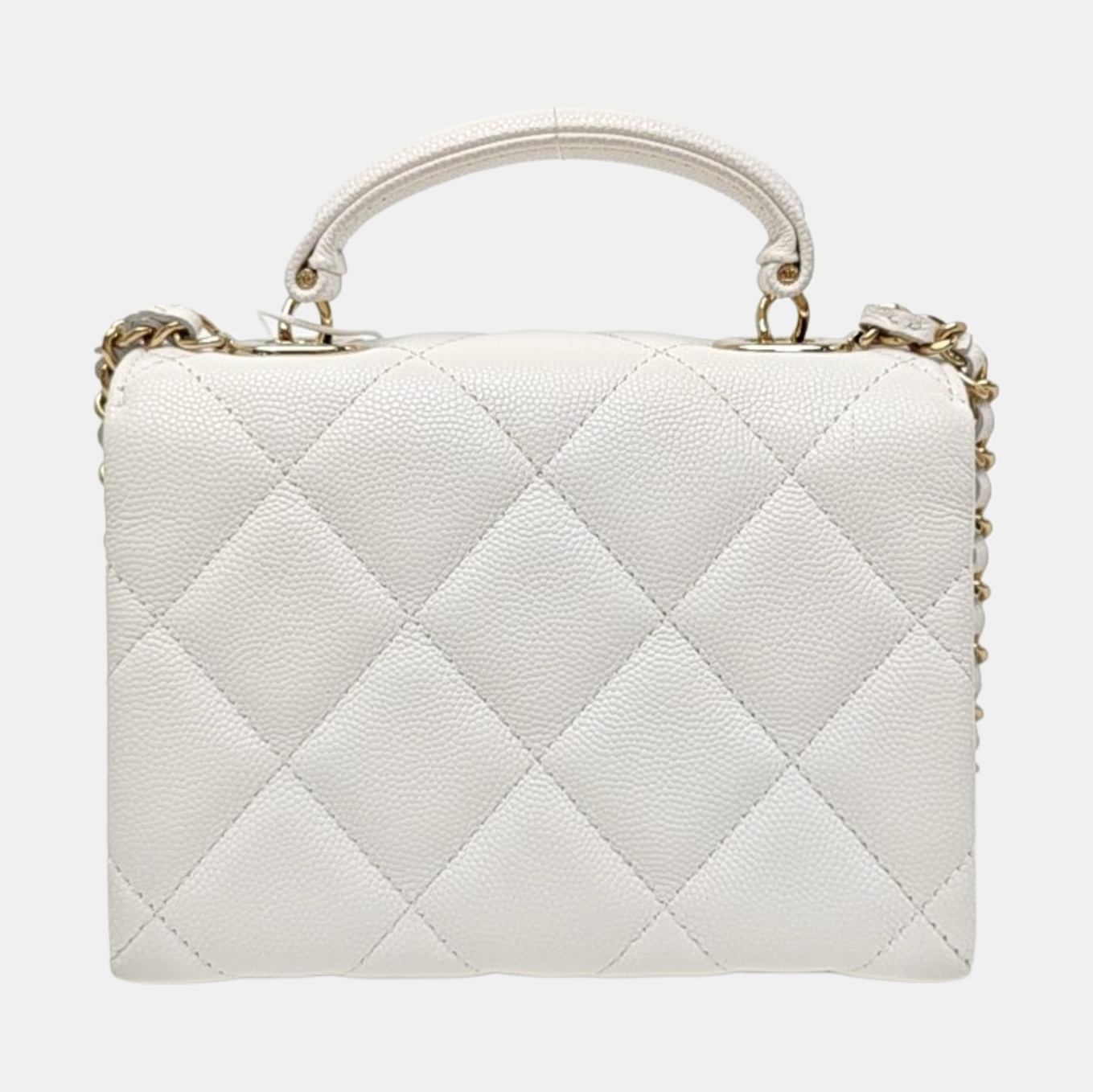 CLASSIC FLAP Mini Quilted Grained Calfskin White