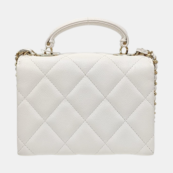 CLASSIC FLAP Mini Quilted Grained Calfskin White