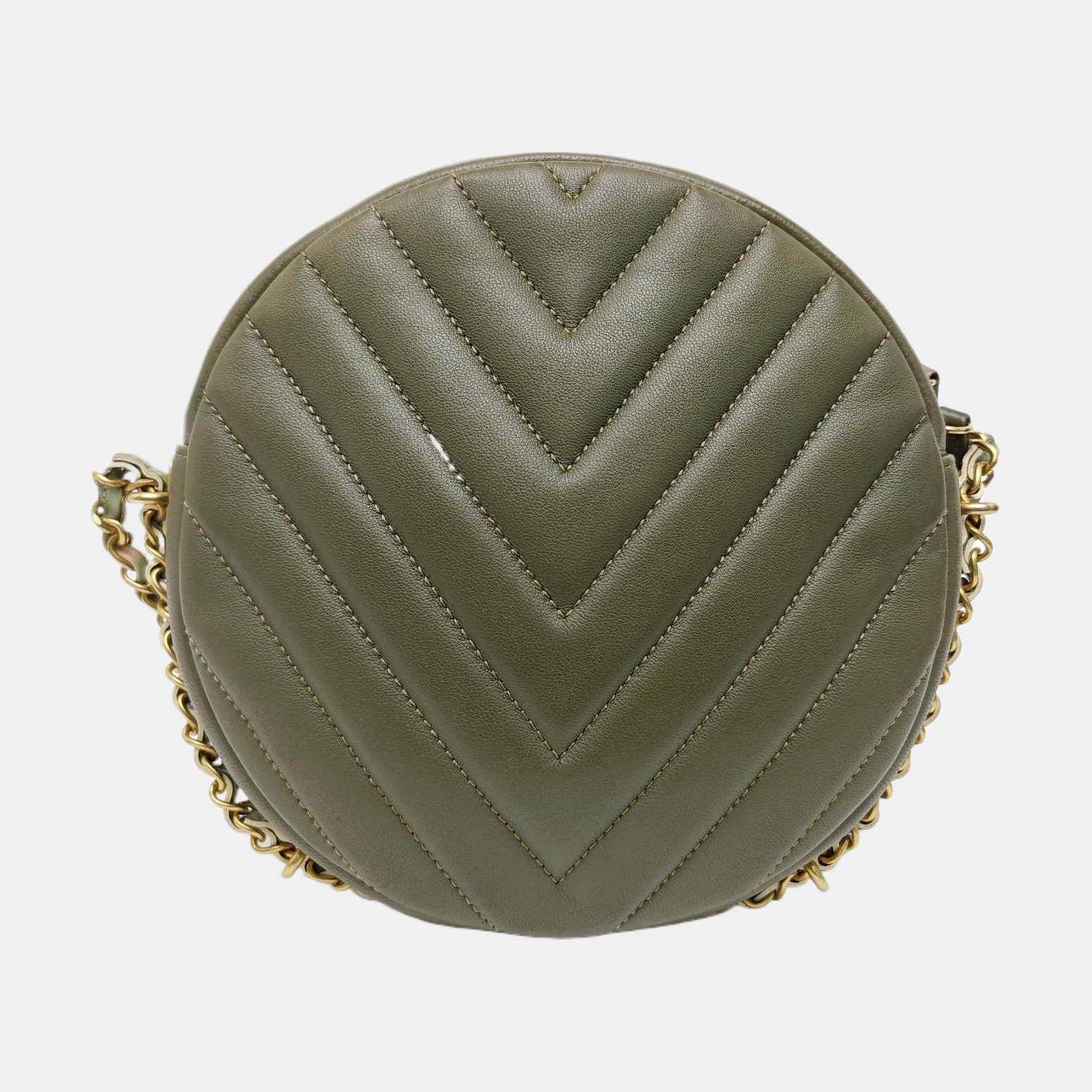 Chevron Calfskin Shoulder Bag Green