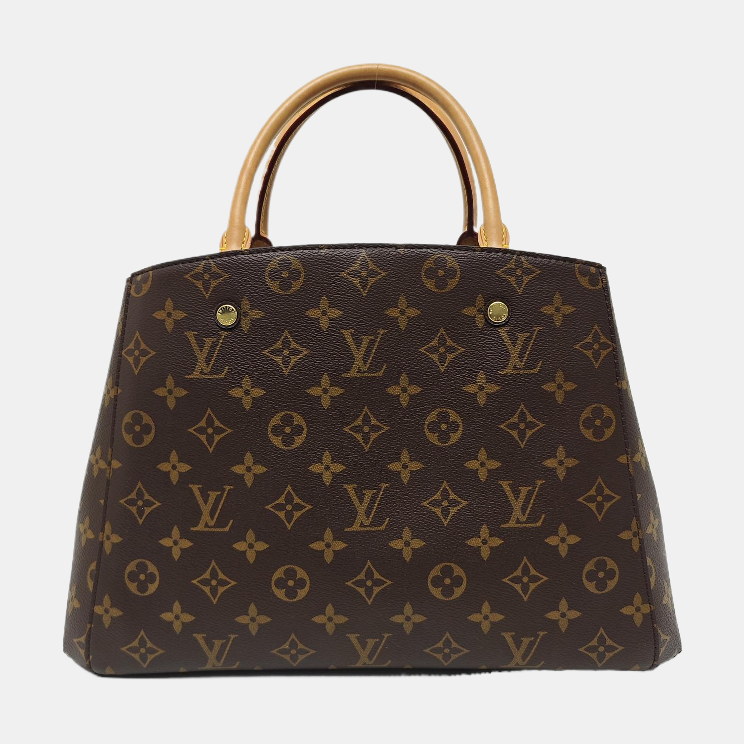 MONTAIGNE MM Monogram Coated Canvas Brown