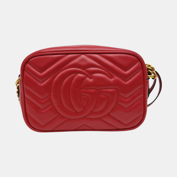 GG Marmont Super Mini Quilted Calfskin Red