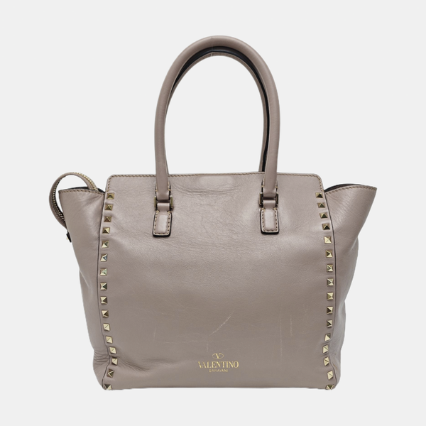 Rockstud Calfskin Gray