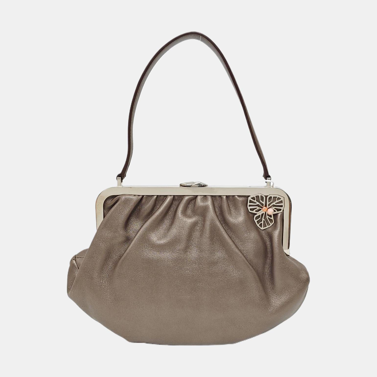 Calfskin Top Handle Bag Gray