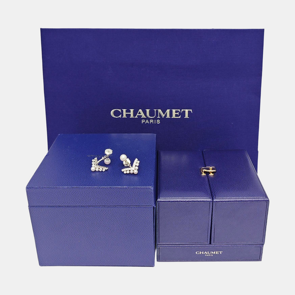 Joséphine Aigrette 18k White Gold Silver Stud Earrings