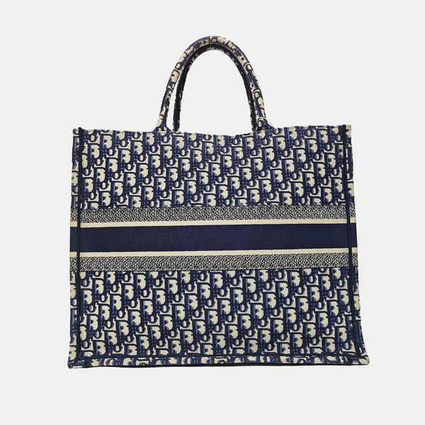 Book Tote Large Oblique Canvas Blue