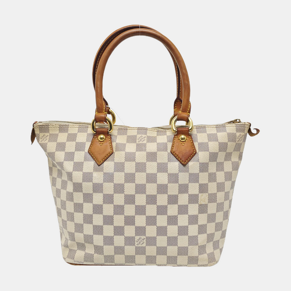 SALEYA PM Damier Azur Coated Canvas White