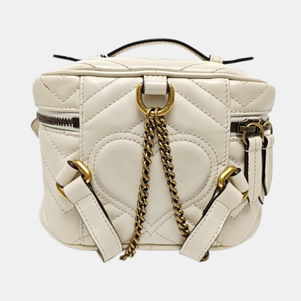 GG Marmont Mini Quilted Calfskin White