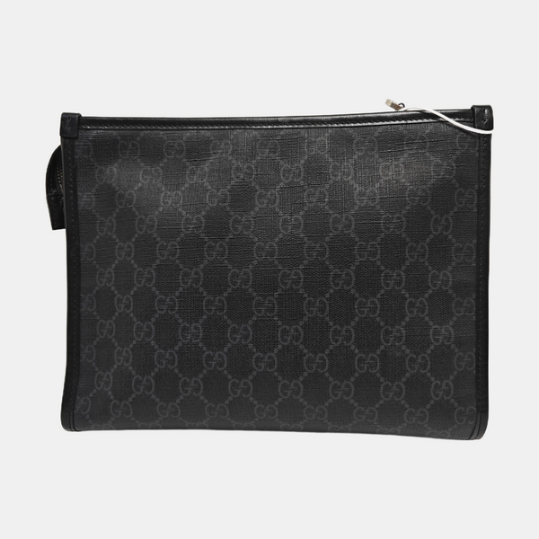 Coated Canvas Clutch Black