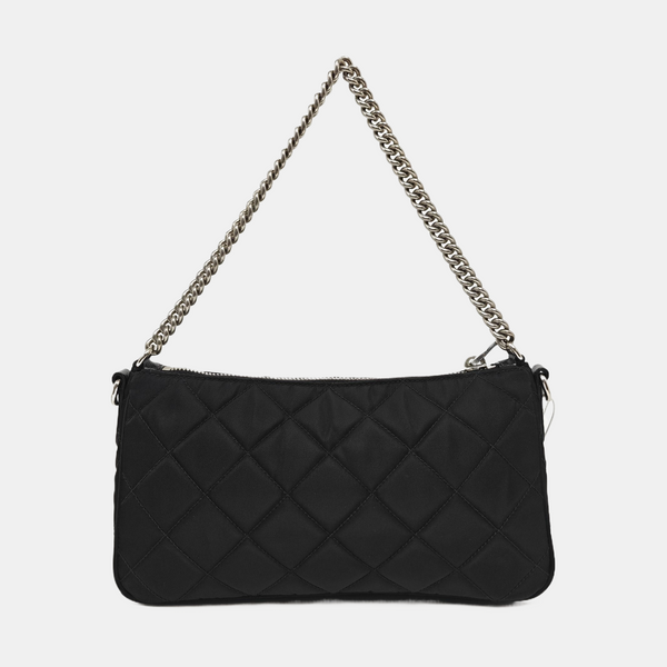 Quilted Nylon Shoulder Bag Black