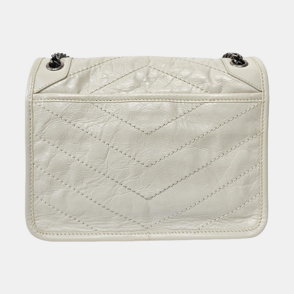 NIKI Small Chevron Calfskin White