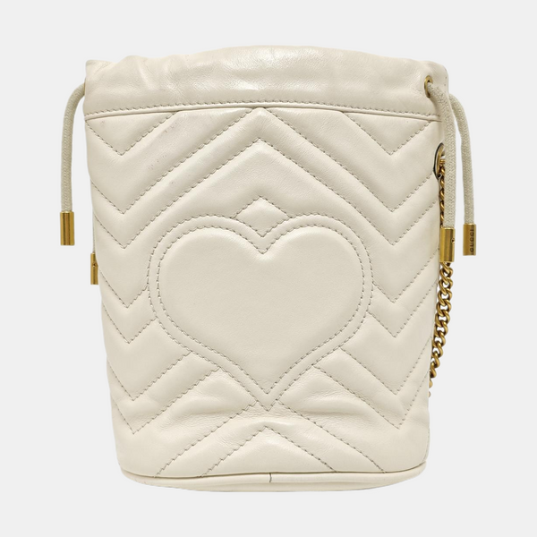 GG Marmont Mini Quilted Calfskin White