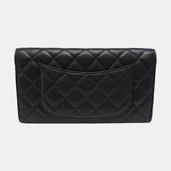 CLASSIC FLAP Mini Quilted Lambskin Blue Wallet