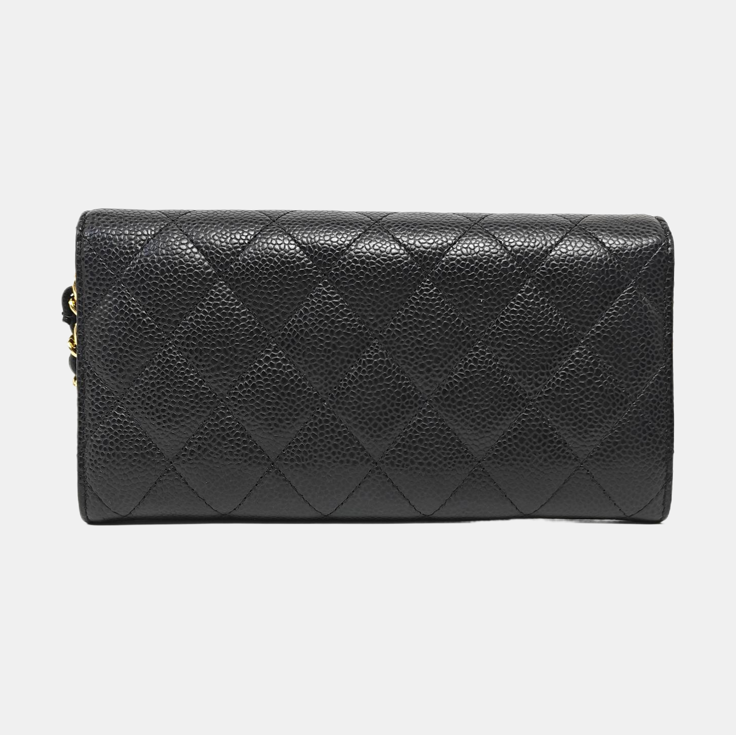 Cartera CLÁSICA CON SOLAPA Mini Acolchada de Piel de Becerro Granulada Negra