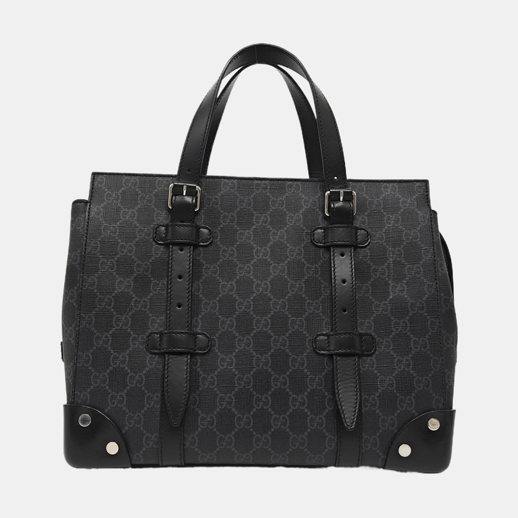 Monogram Coated Canvas Tote Bag Medium Black