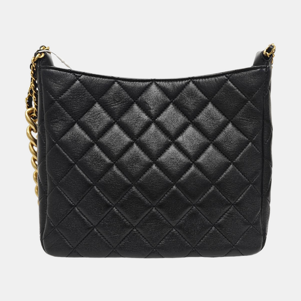 Quilted Lambskin Shoulder Bag Black