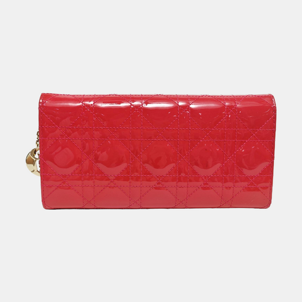 Lady Dior Cannage Piel de Charol Roja
