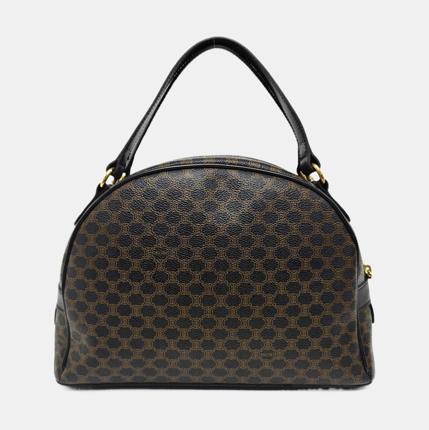 Coated Canvas Top Handle Bag Black