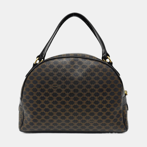 Coated Canvas Top Handle Bag Black