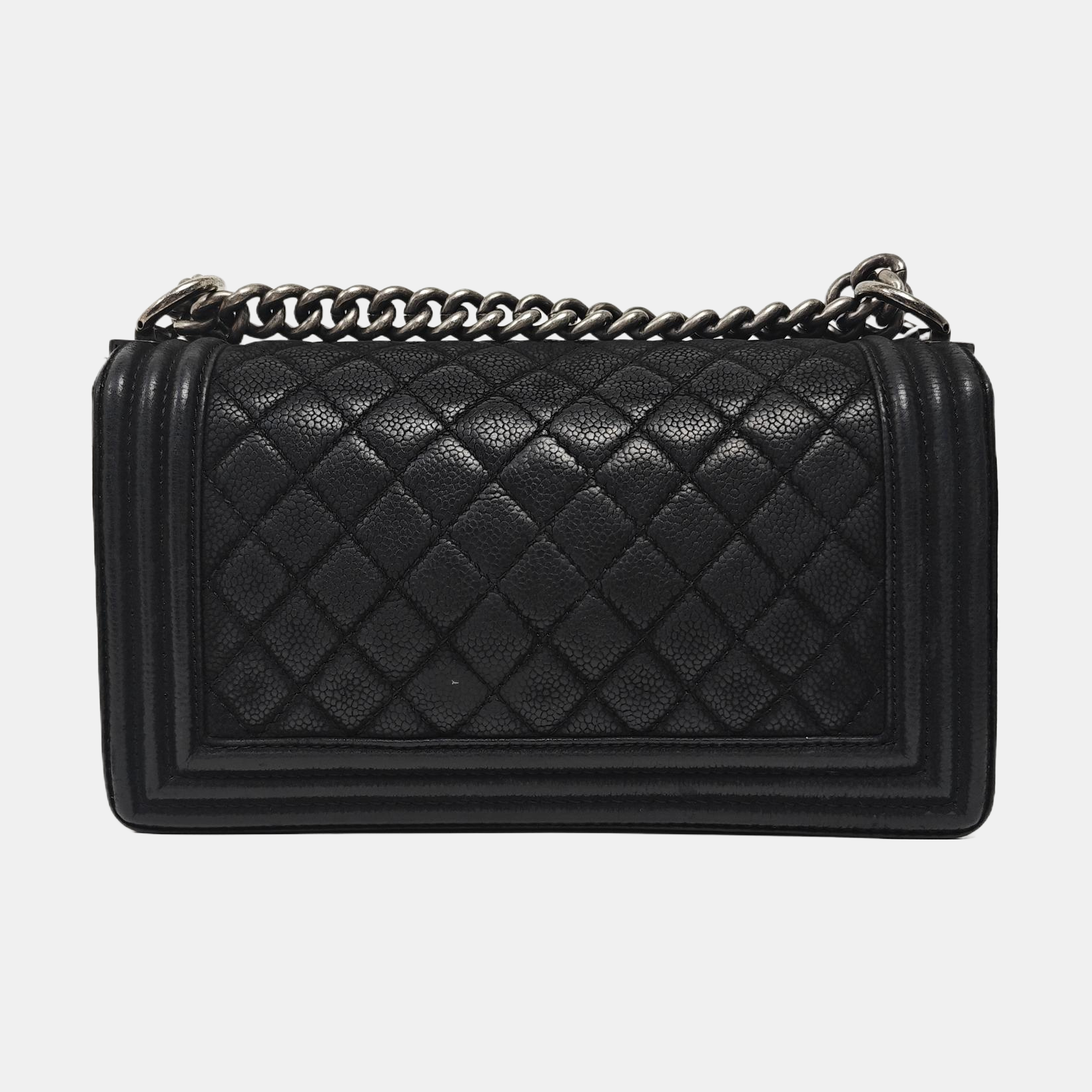 BOY CHANEL Medium Quilted Grained Calfskin Black