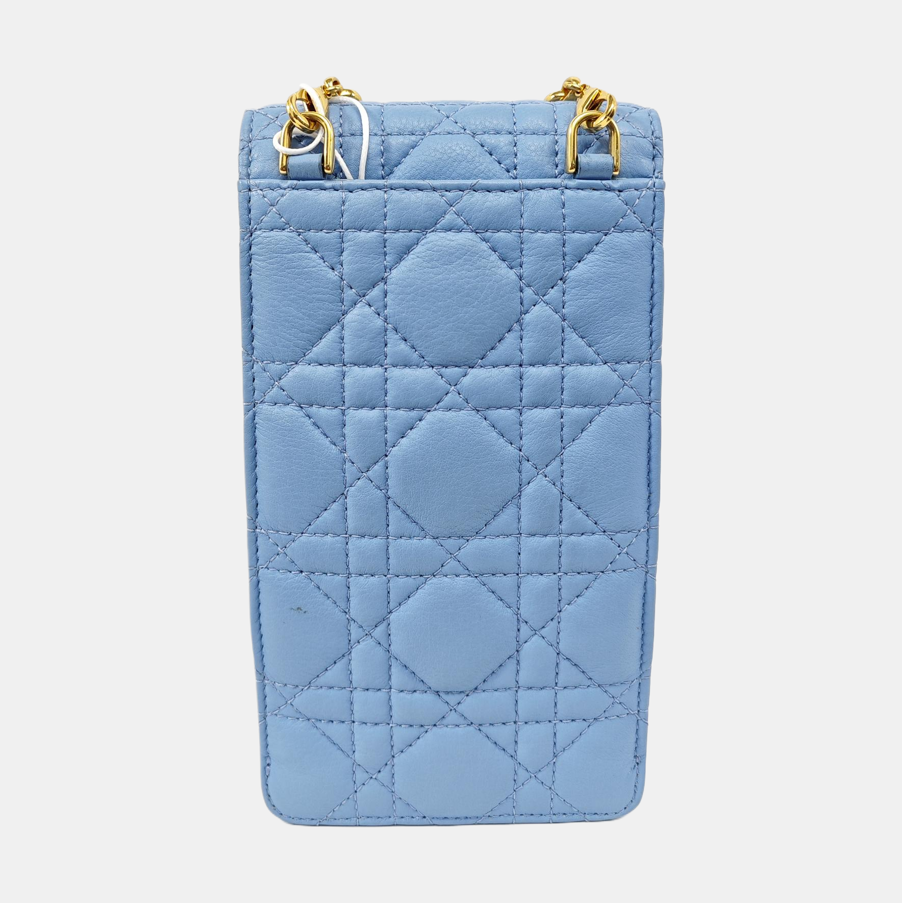 Cannage Calfskin Shoulder Bag Blue