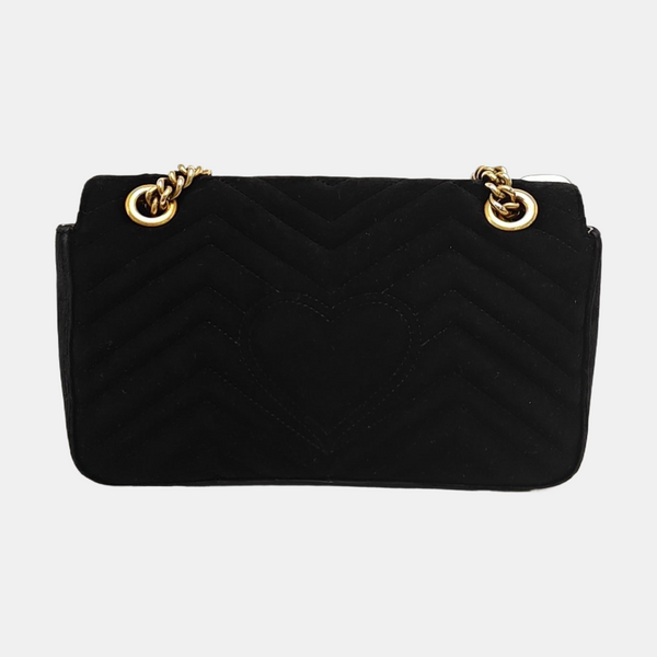 GG Marmont Medium Quilted Velvet Black