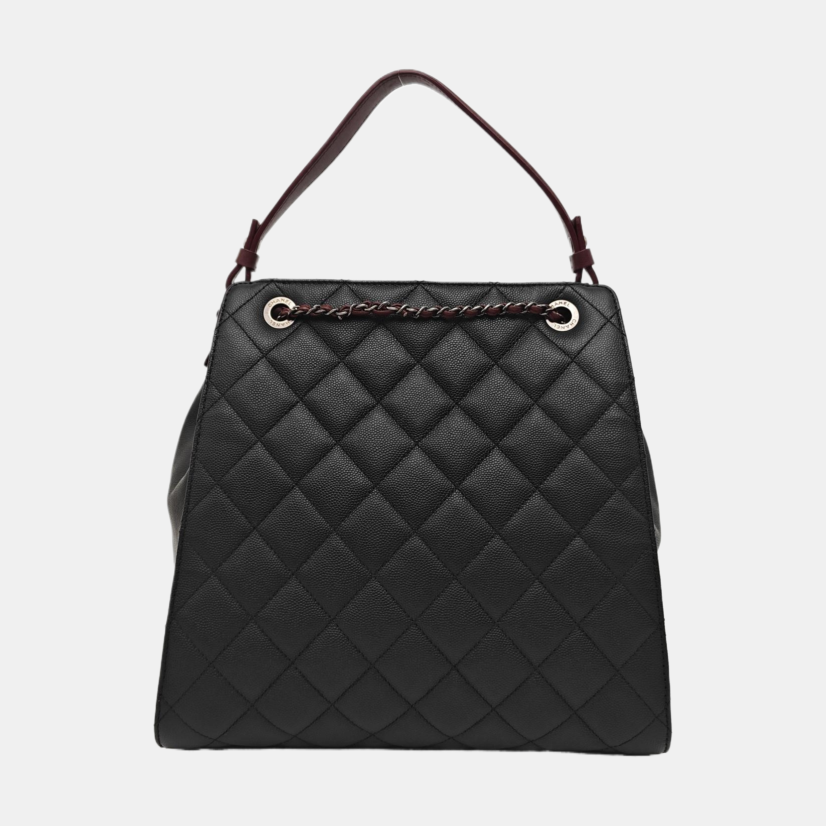 Quilted Grained Calfskin Shoulder Bag Black