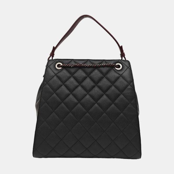 Quilted Grained Calfskin Shoulder Bag Black