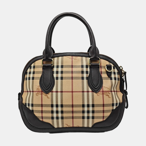 Coated Canvas Top Handle Bag Small Beige