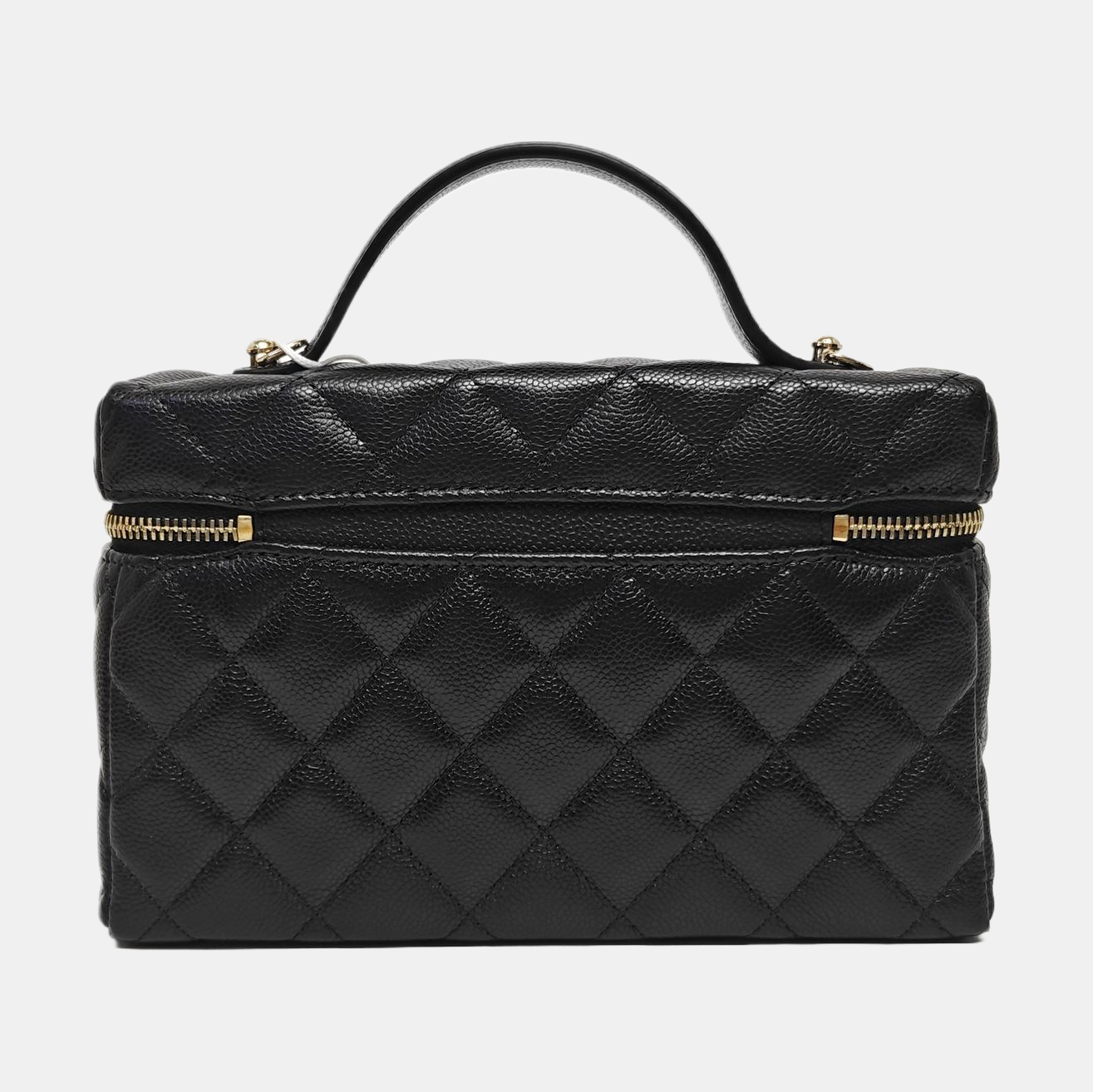 Quilted Grained Calfskin Shoulder Bag Black