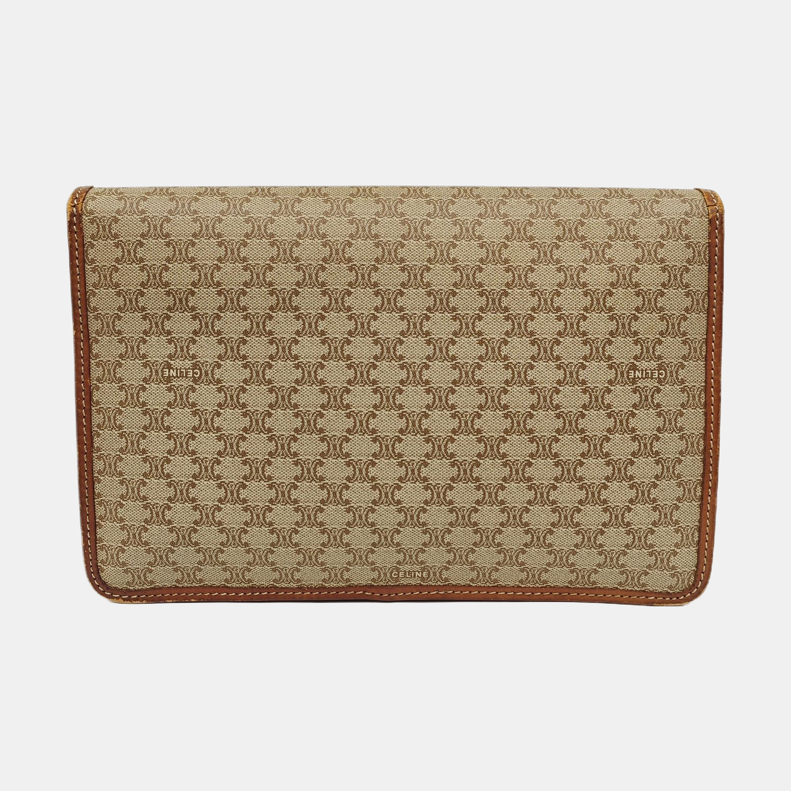 Coated Canvas Clutch Beige