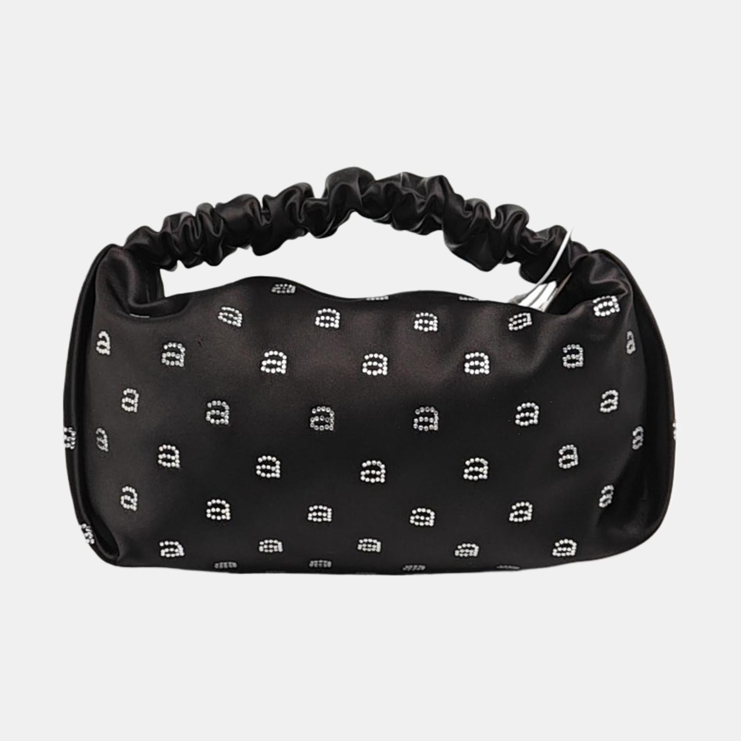 Silk Satin Top Handle Bag Black