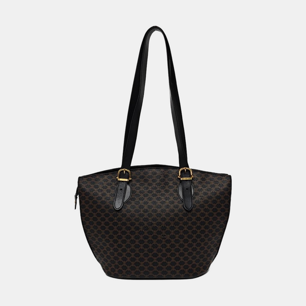 Coated Canvas Shoulder Bag Brown