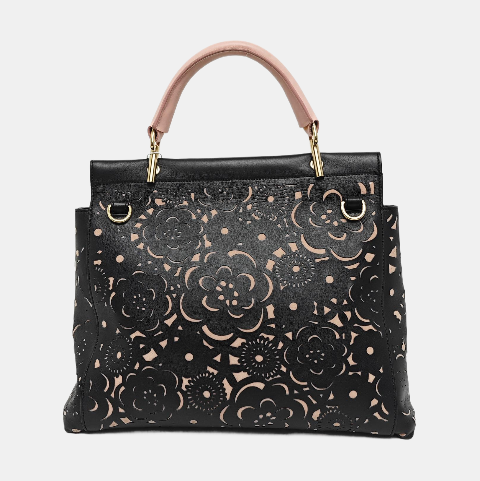 Leather Top Handle Bag Black
