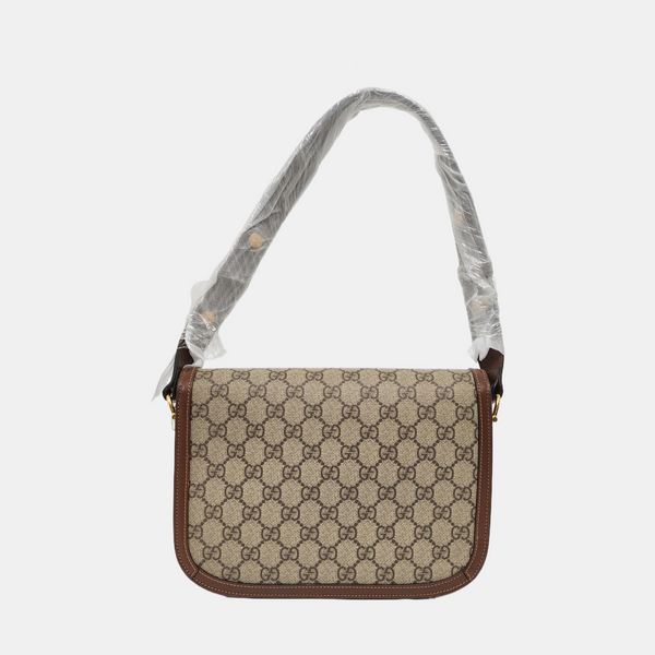 Horsebit 1955 Medium Monogram Coated Canvas Beige