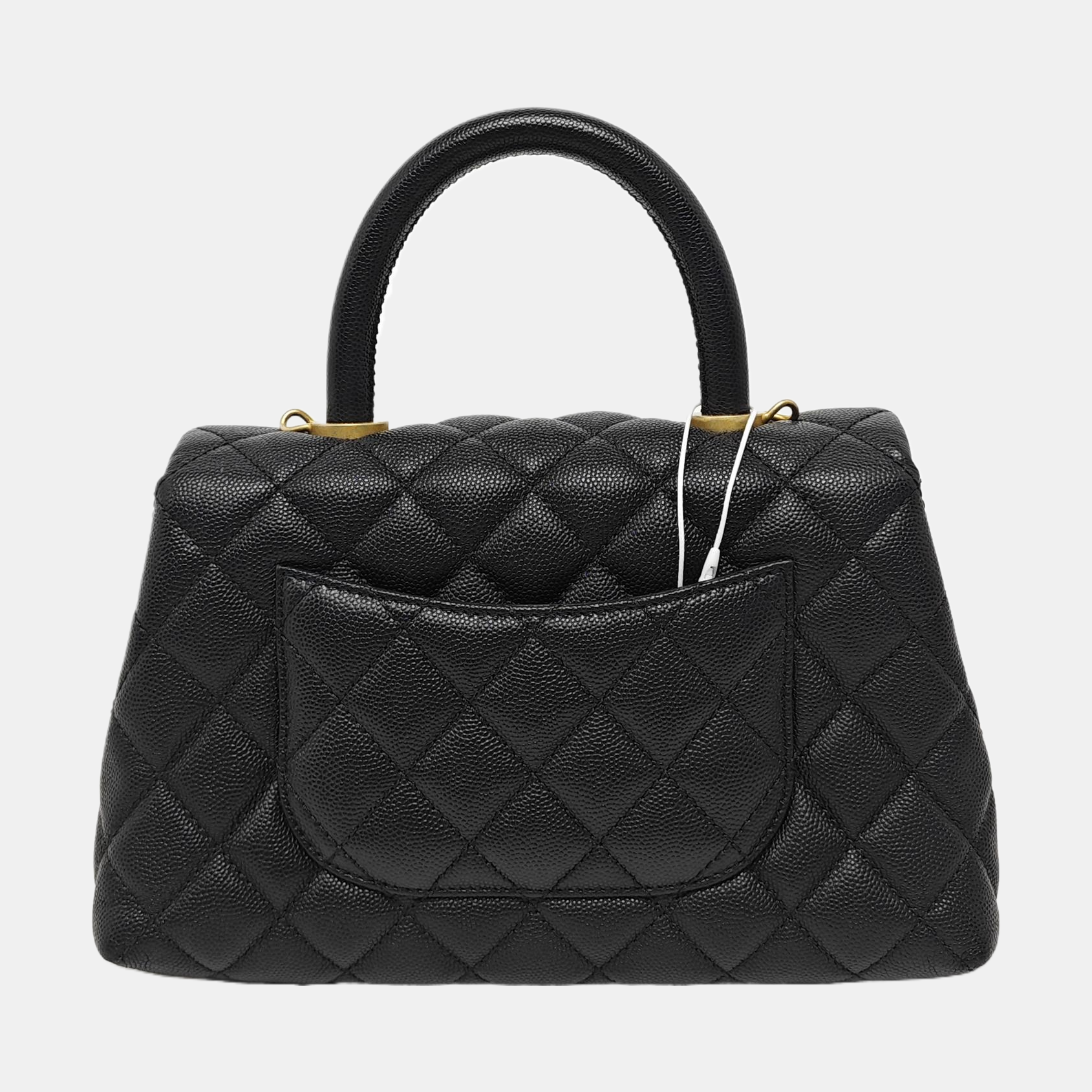 COCO HANDLE Small Quilted Grained Calfskin Black