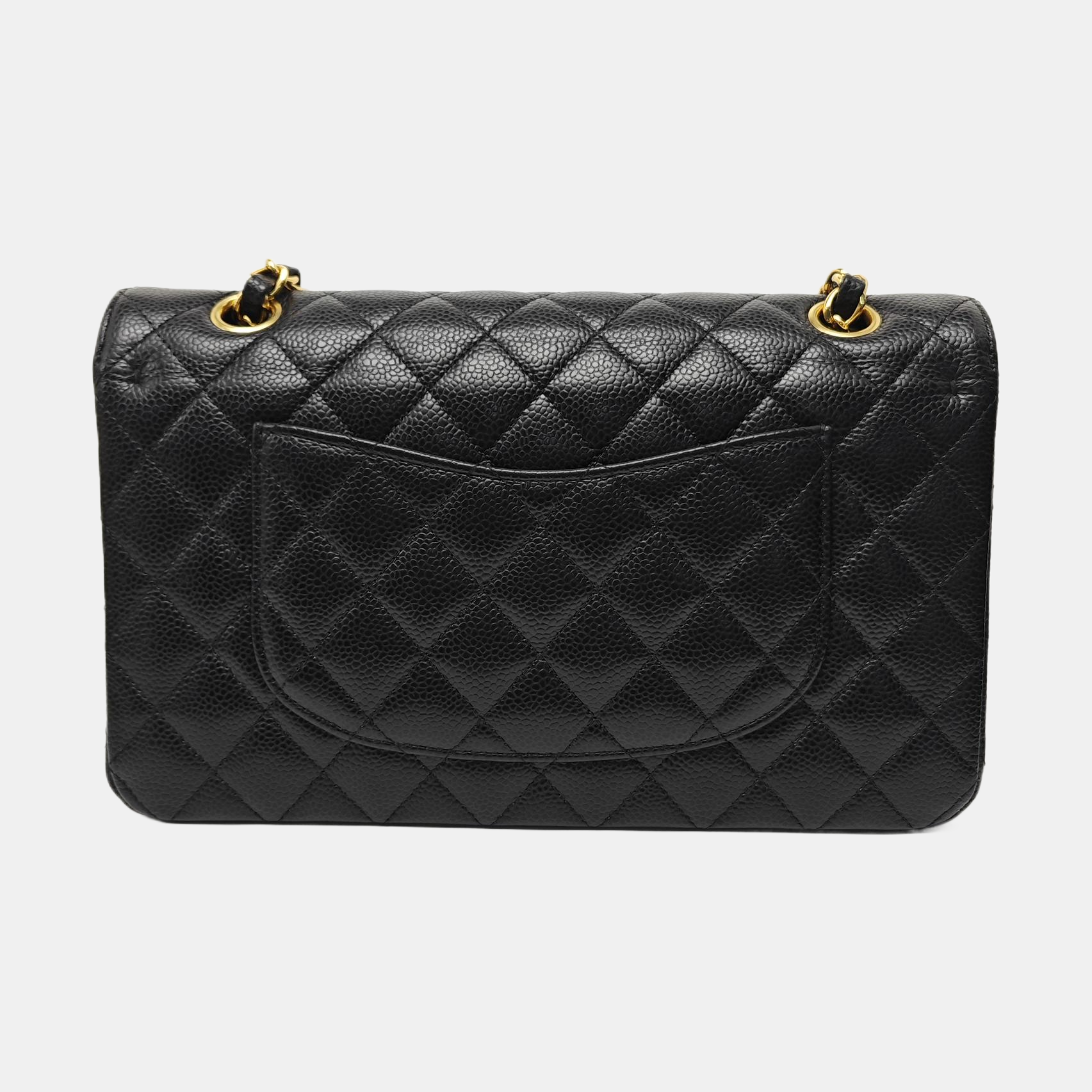 CLASSIC FLAP Medium Quilted Grained Calfskin Black