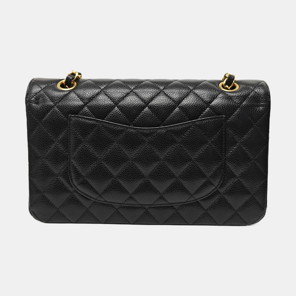 CLASSIC FLAP Medium Quilted Grained Calfskin Black